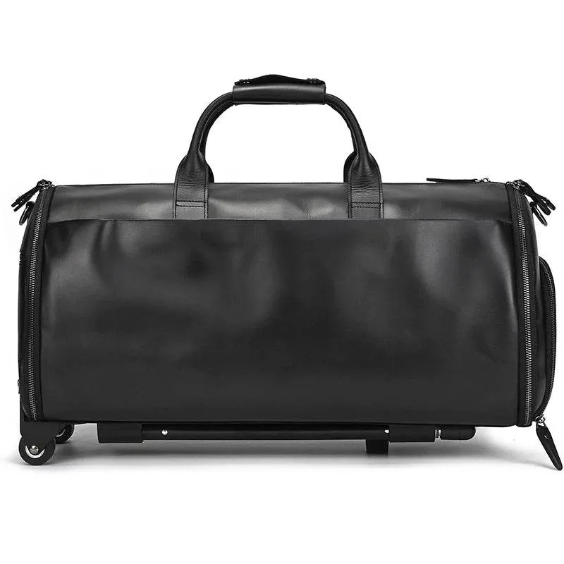 Large Capacity Leather Trolley Bag – Rolling Business Handbag