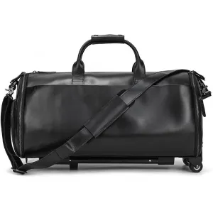 Large Capacity Leather Trolley Bag – Rolling Business Handbag