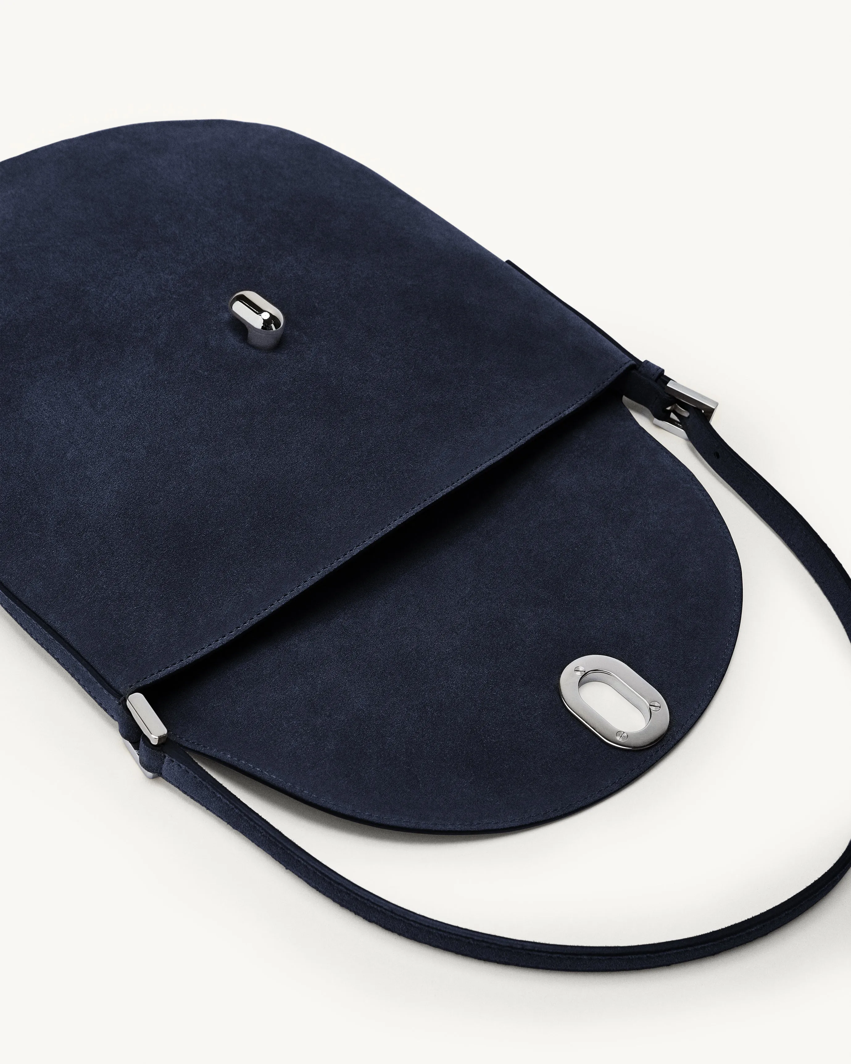 Large Tondo Hobo in Navy Suede