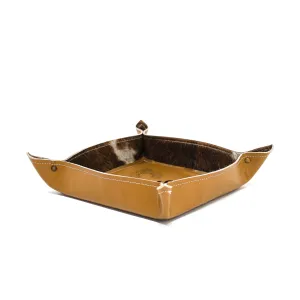 Large Tray - Glossed Dulce de Leche Leather w/ Lasered Decal