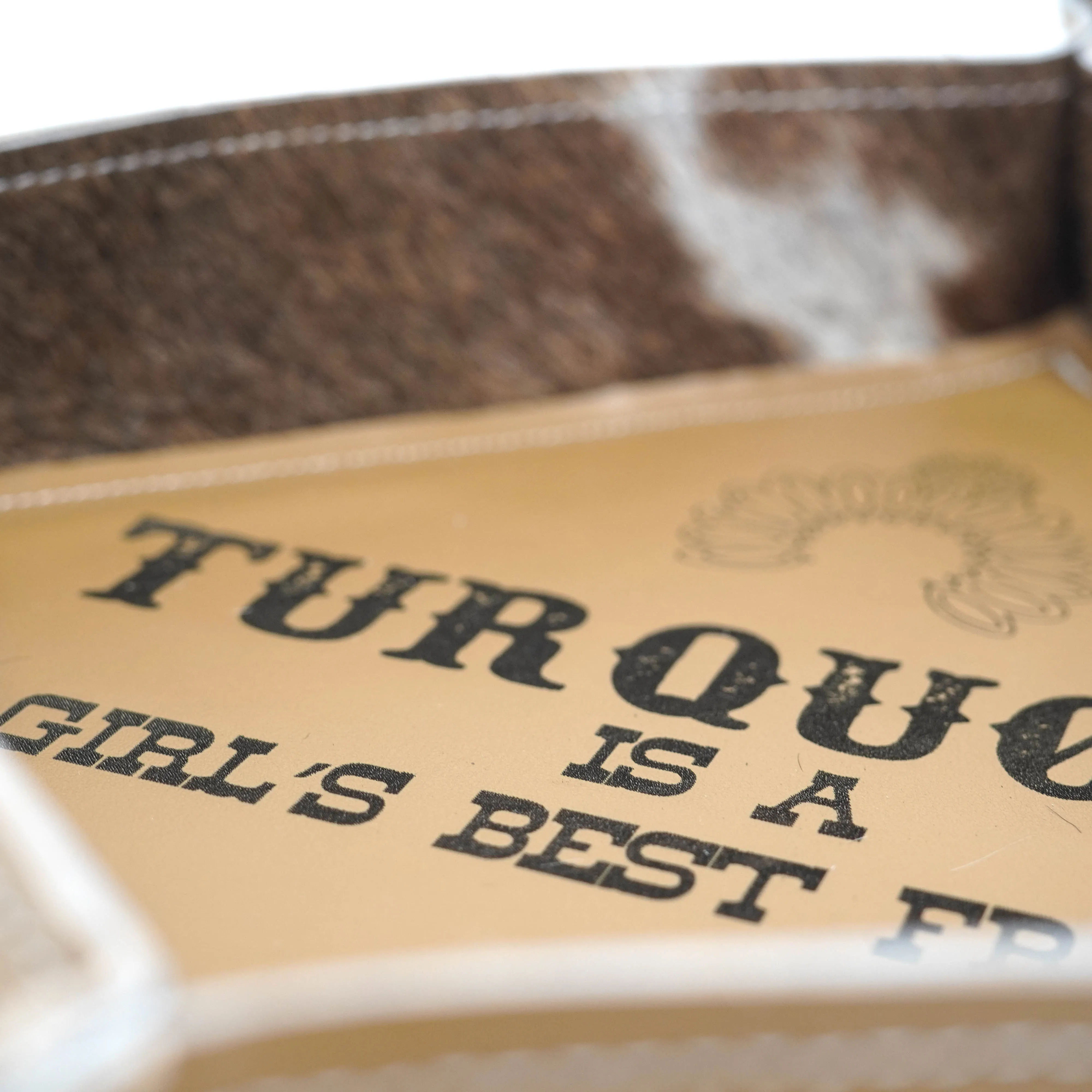 Large Tray - Glossed Dulce de Leche Leather w/ Lasered Decal