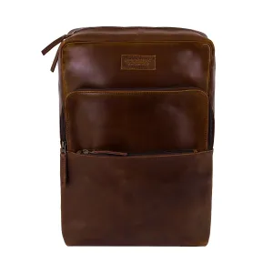Leather Backpack 8891 - Medium Brown