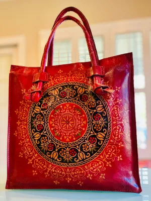 LEATHER PURSE vintage red (Large)