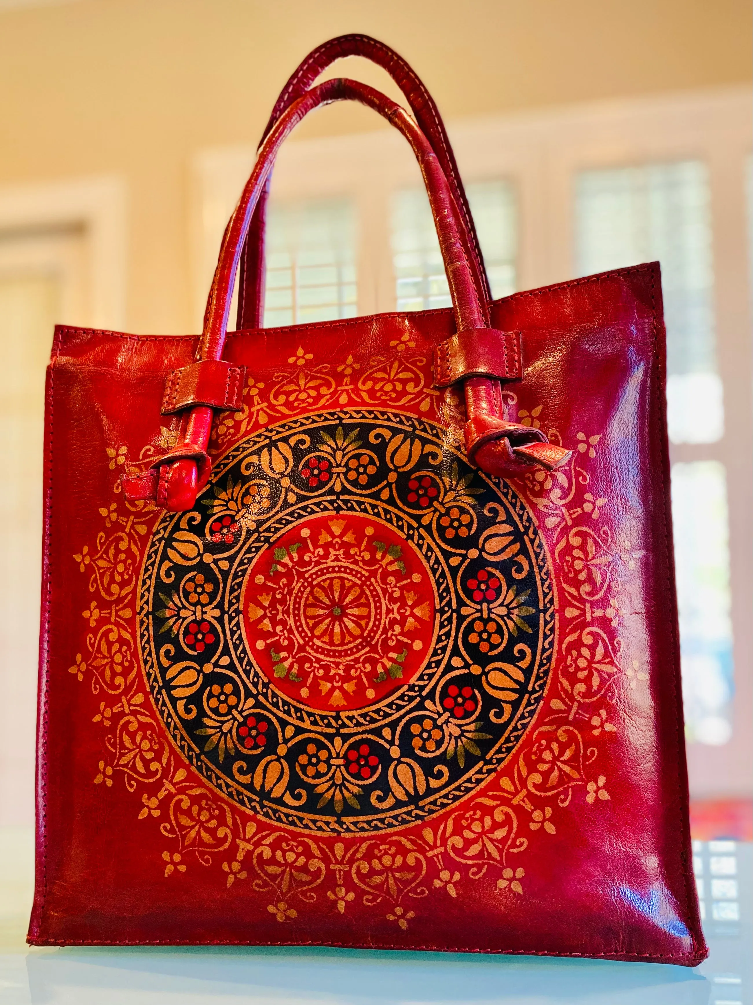 LEATHER PURSE vintage red (Large)