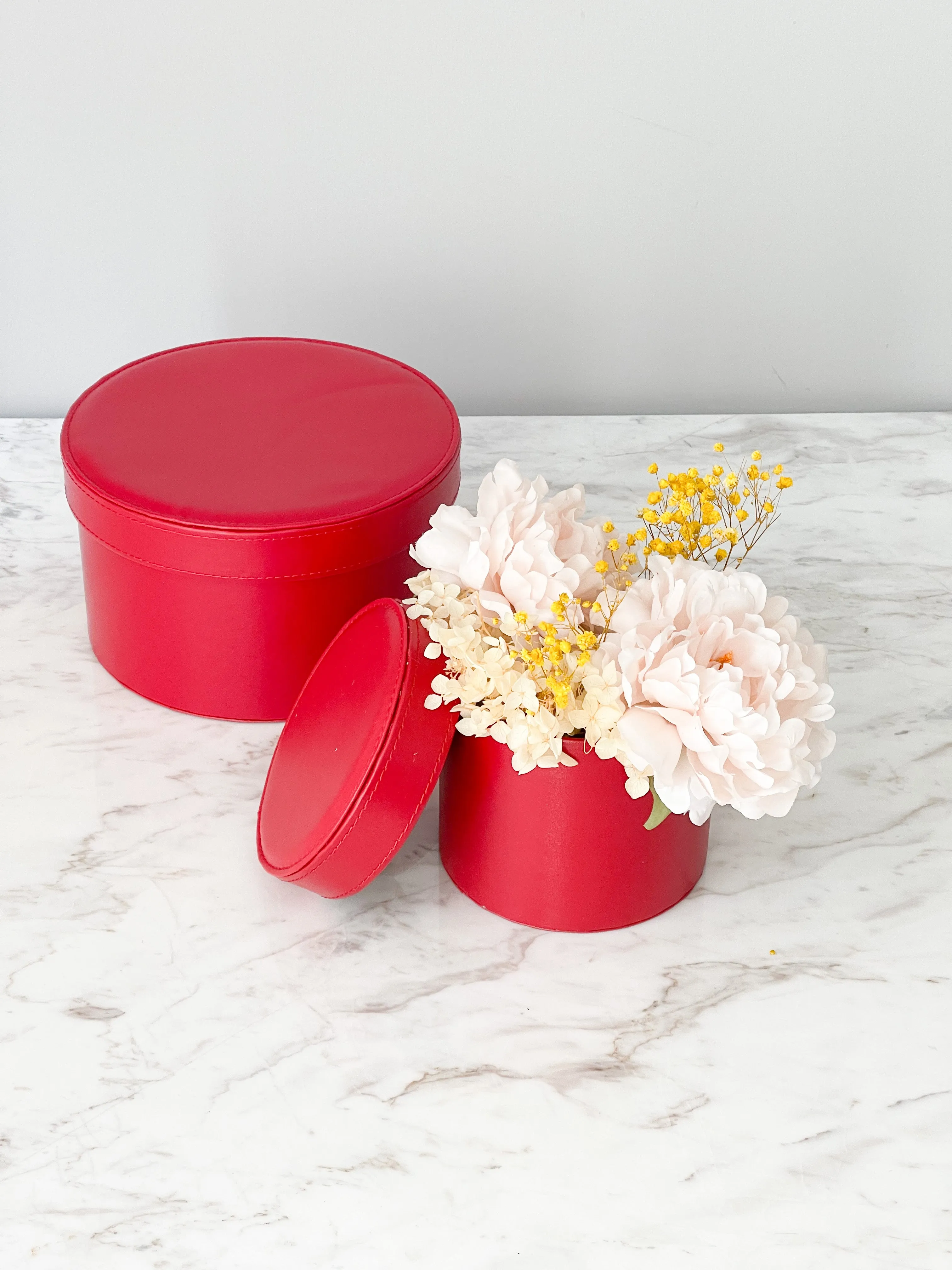 Leather Round Flower Box
