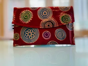LEATHER WALLET RED WITH CIRCLE DESIGN