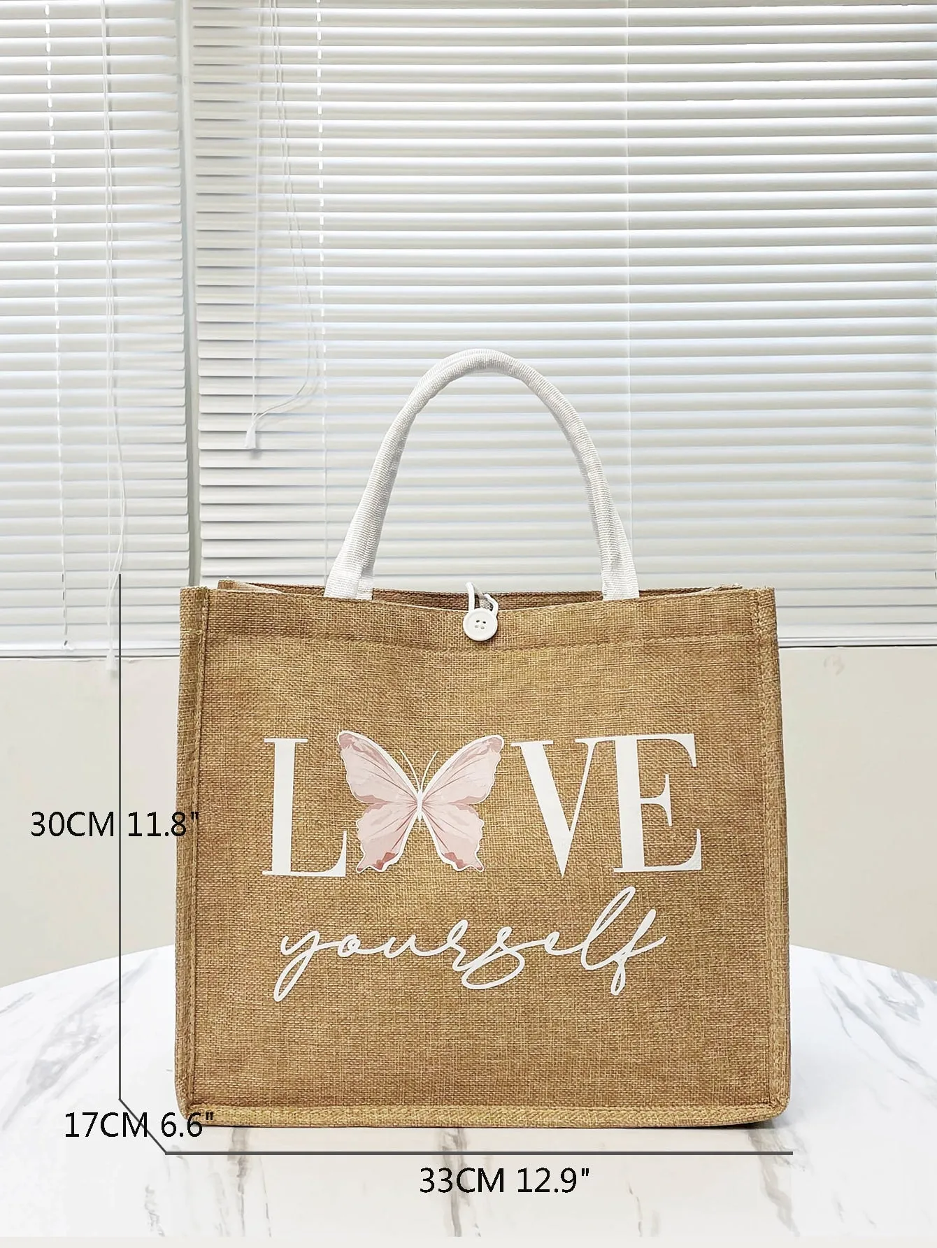 Letter & Butterfly Graphic Shopper Bag