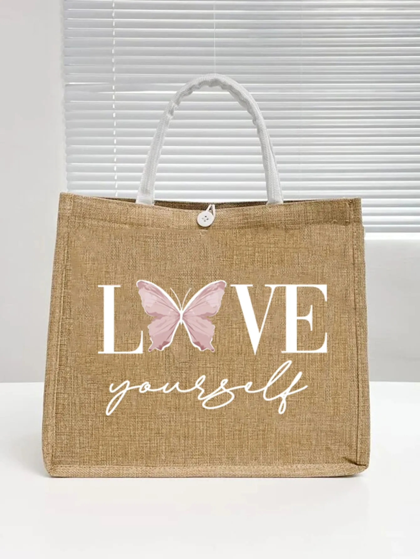 Letter & Butterfly Graphic Shopper Bag