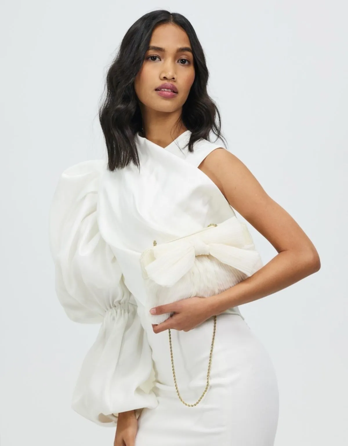 Loeffler Randall Rayne Pleated Frame Clutch with Bow