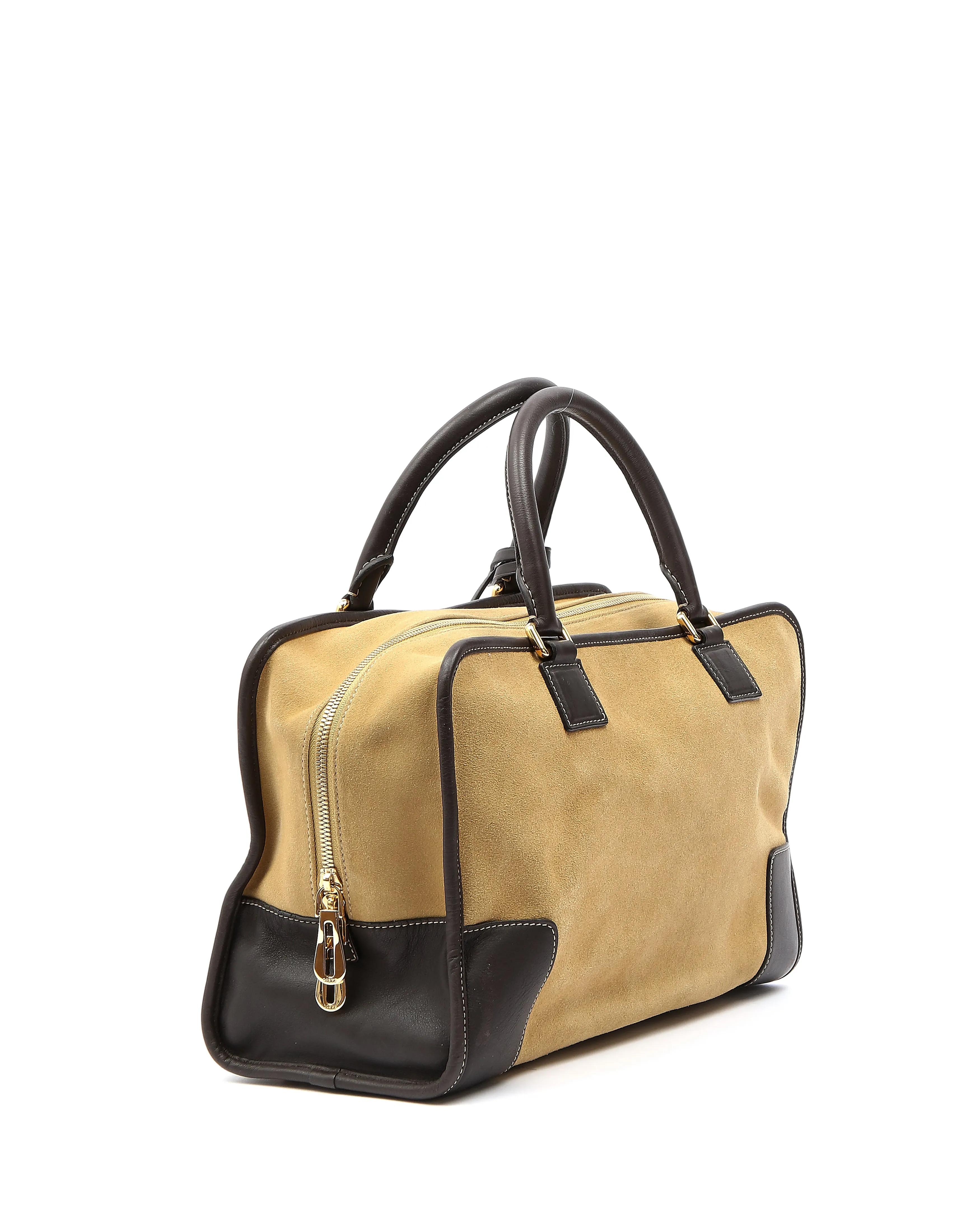 Loewe Beige/Brown Suede Amazona 36 Top Handle Bag