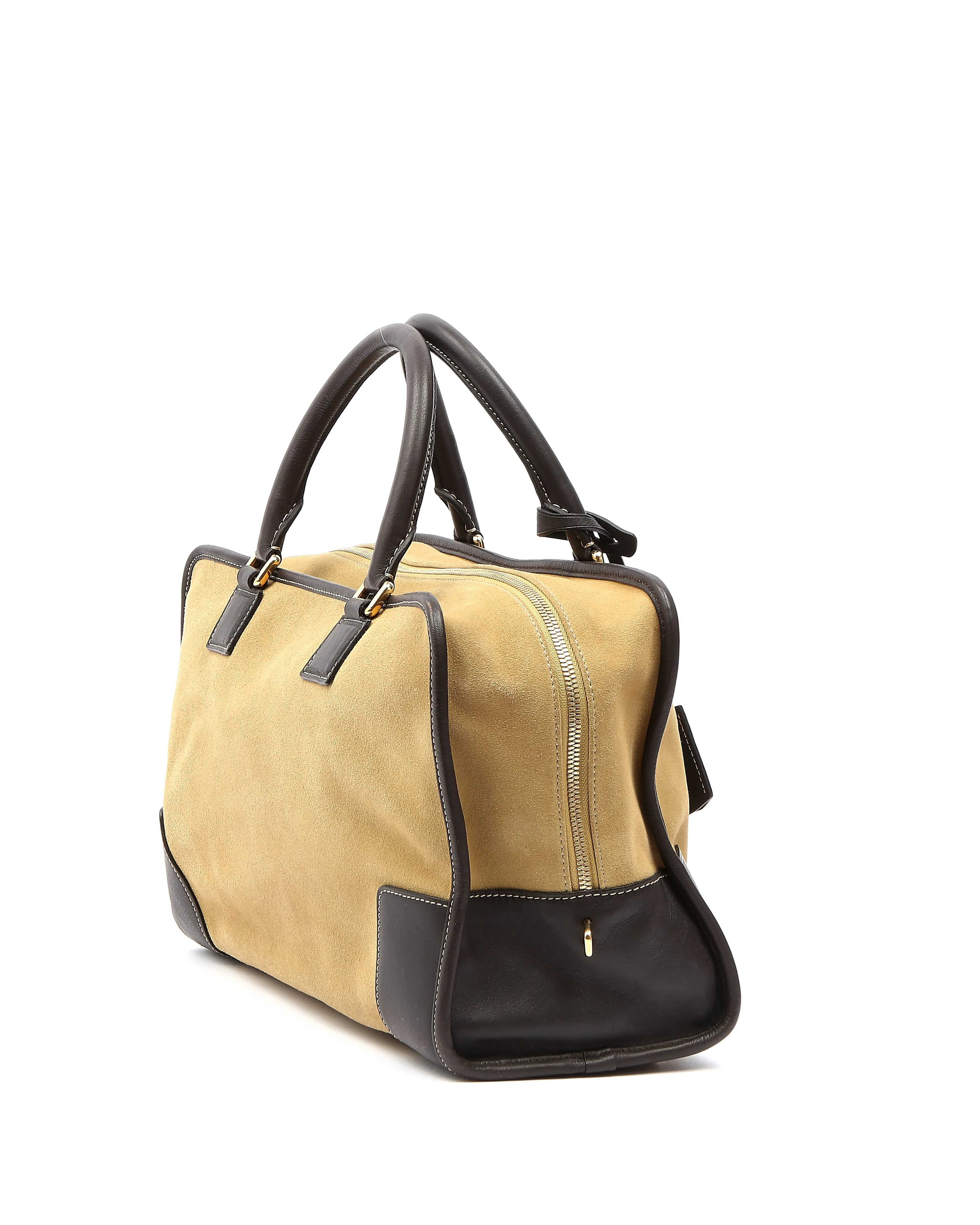 Loewe Beige/Brown Suede Amazona 36 Top Handle Bag