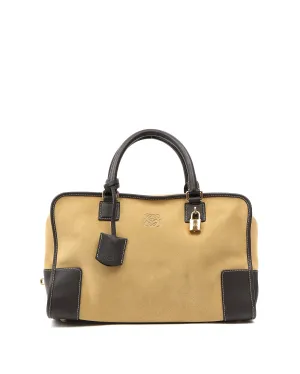 Loewe Beige/Brown Suede Amazona 36 Top Handle Bag
