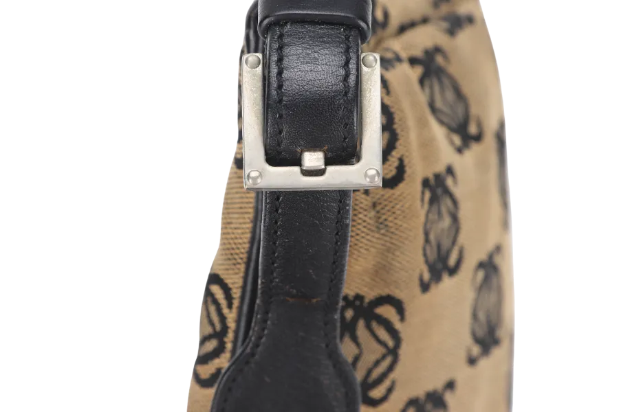LOEWE SMALL BROWN CANVAS HOBO BAG GOLD HARDWARE WITH DUST COVER