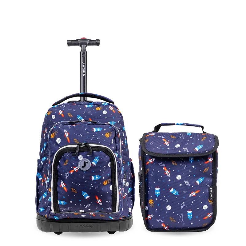 Lollipop Kids Rolling Backpack With Lunch Bag (16 Inch) in Spaceship
