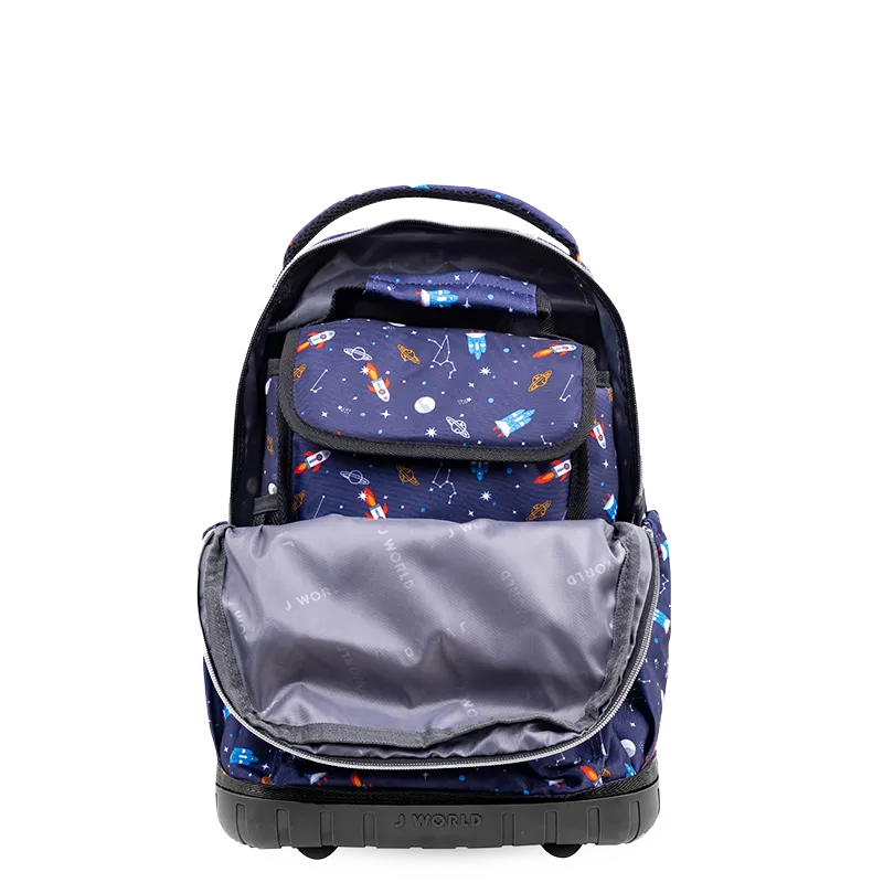 Lollipop Kids Rolling Backpack With Lunch Bag (16 Inch) in Spaceship