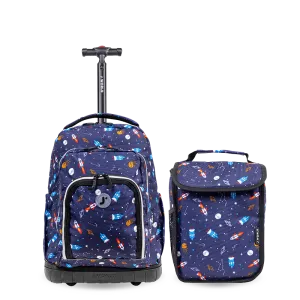 Lollipop Kids Rolling Backpack With Lunch Bag (16 Inch) in Spaceship