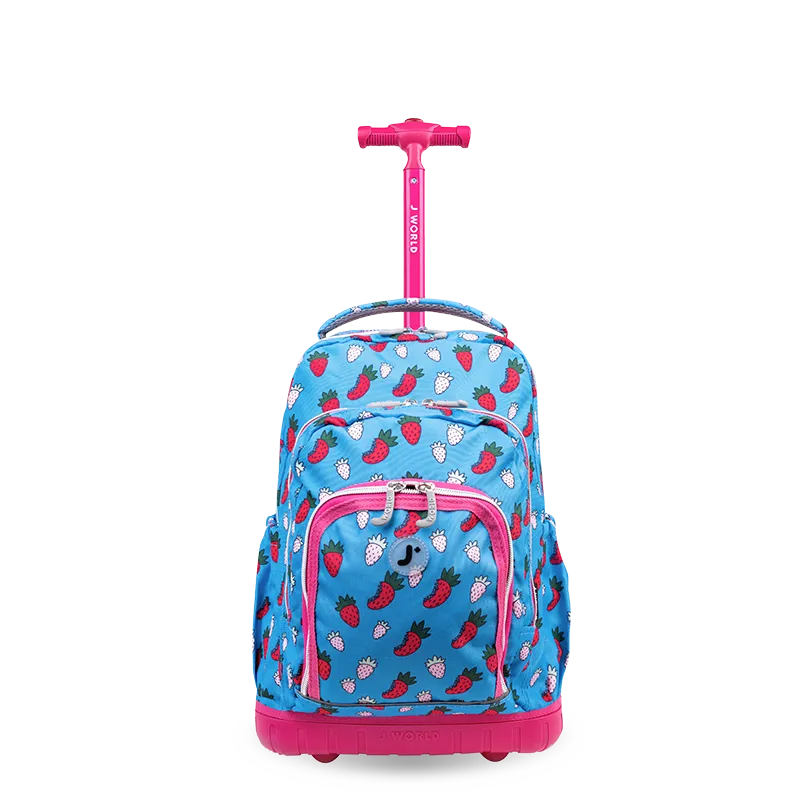 Lollipop Kids Rolling Backpack With Lunch Bag (16 Inch) in Strawberry