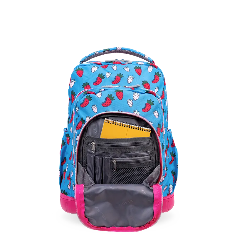 Lollipop Kids Rolling Backpack With Lunch Bag (16 Inch) in Strawberry