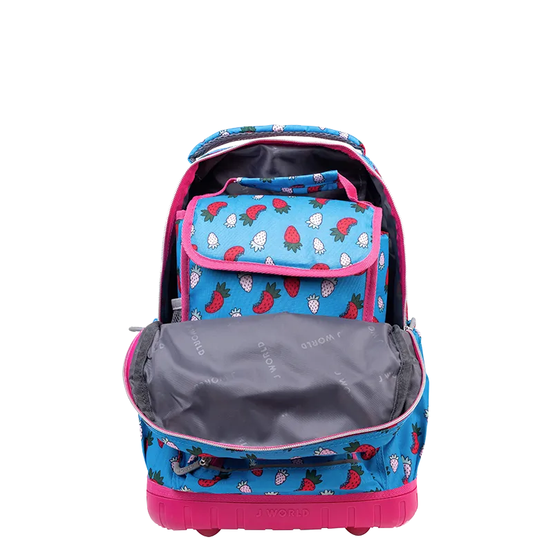 Lollipop Kids Rolling Backpack With Lunch Bag (16 Inch) in Strawberry