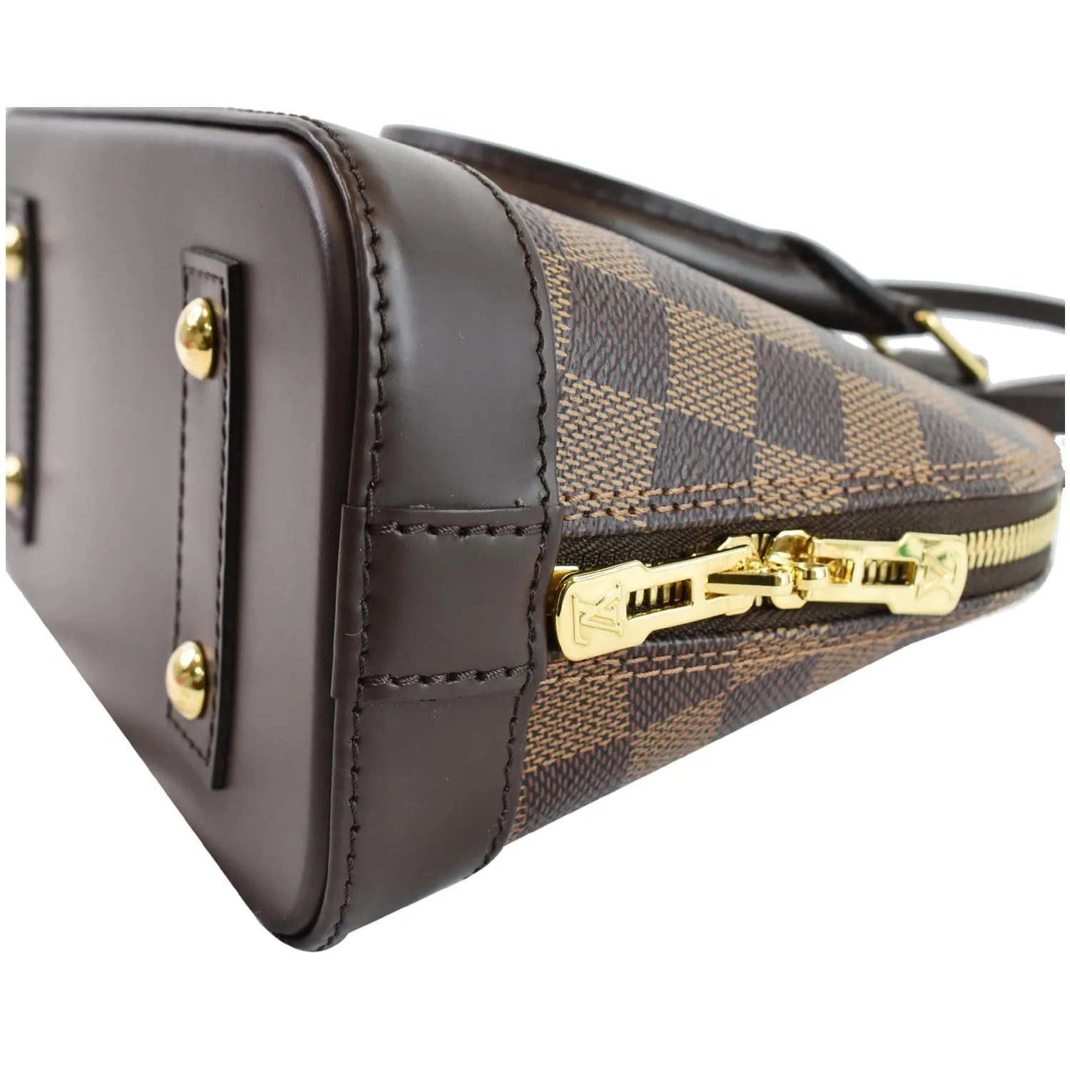 LOUIS VUITTON Alma BB Damier Ebene Shoulder Bag Brown