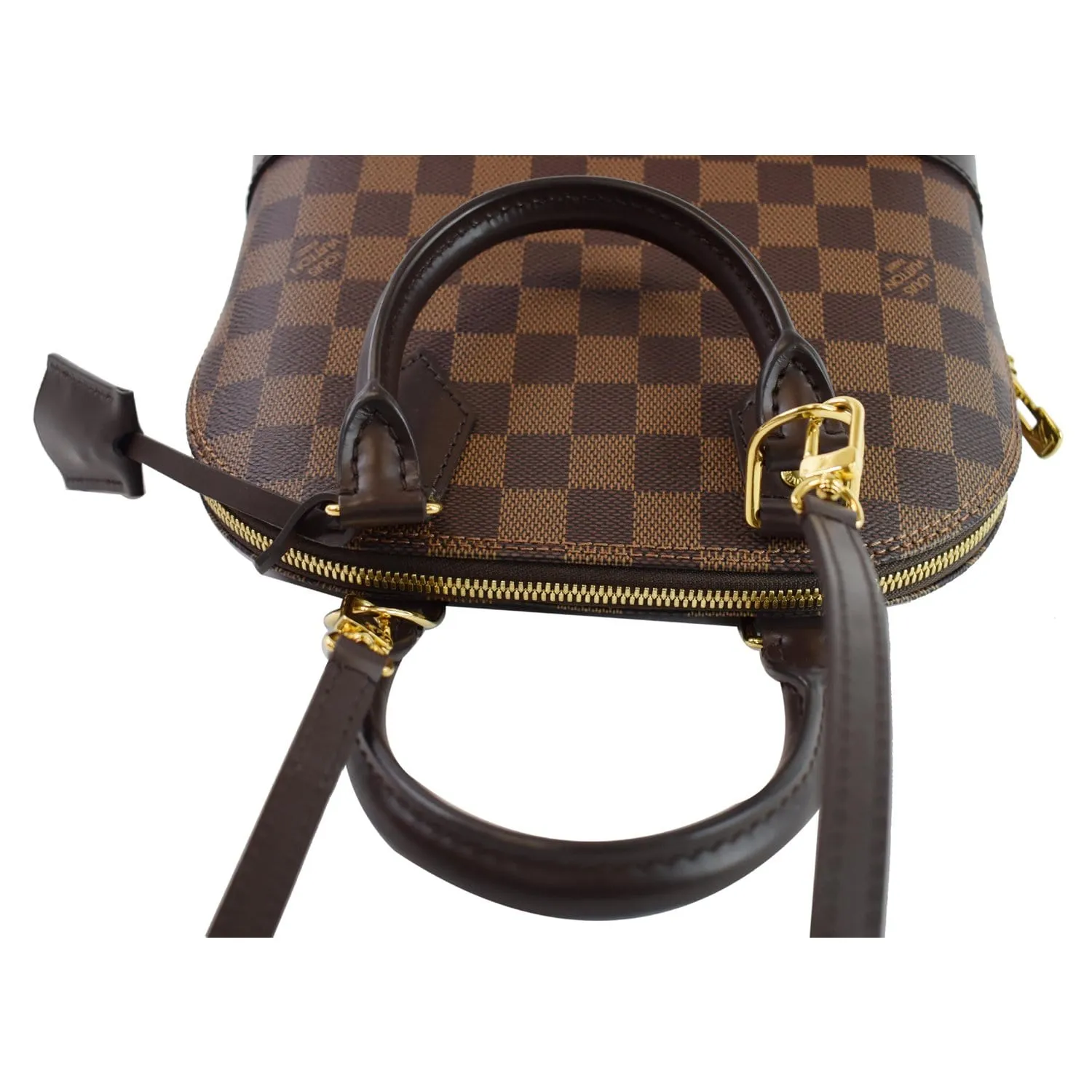LOUIS VUITTON Alma BB Damier Ebene Shoulder Bag Brown