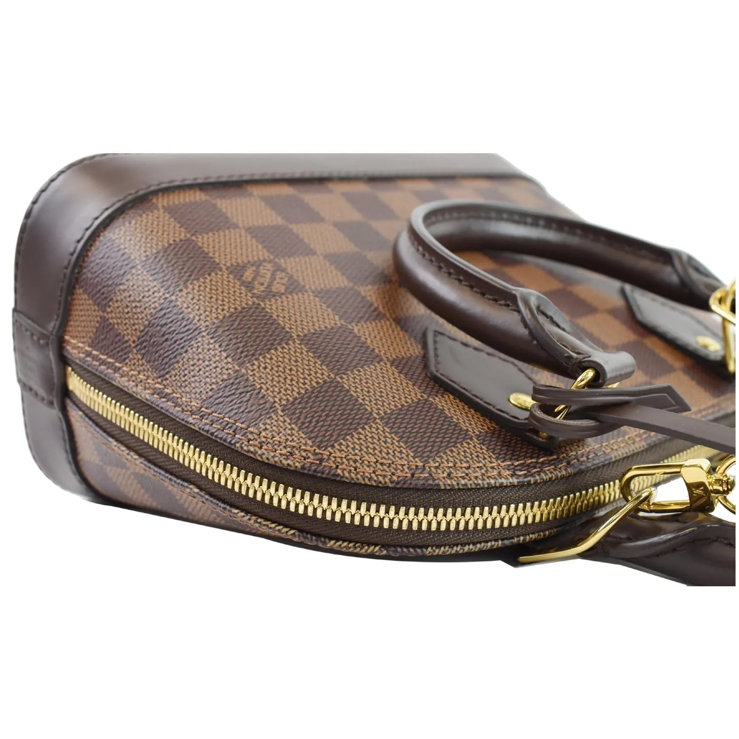 LOUIS VUITTON Alma BB Damier Ebene Shoulder Bag Brown