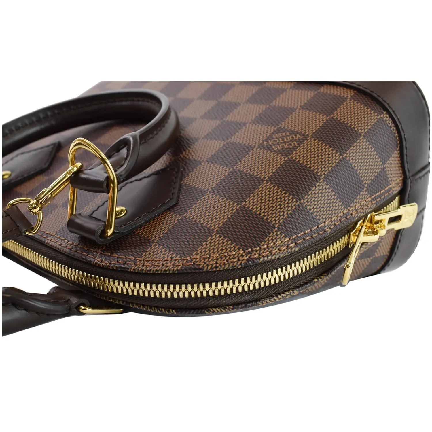LOUIS VUITTON Alma BB Damier Ebene Shoulder Bag Brown