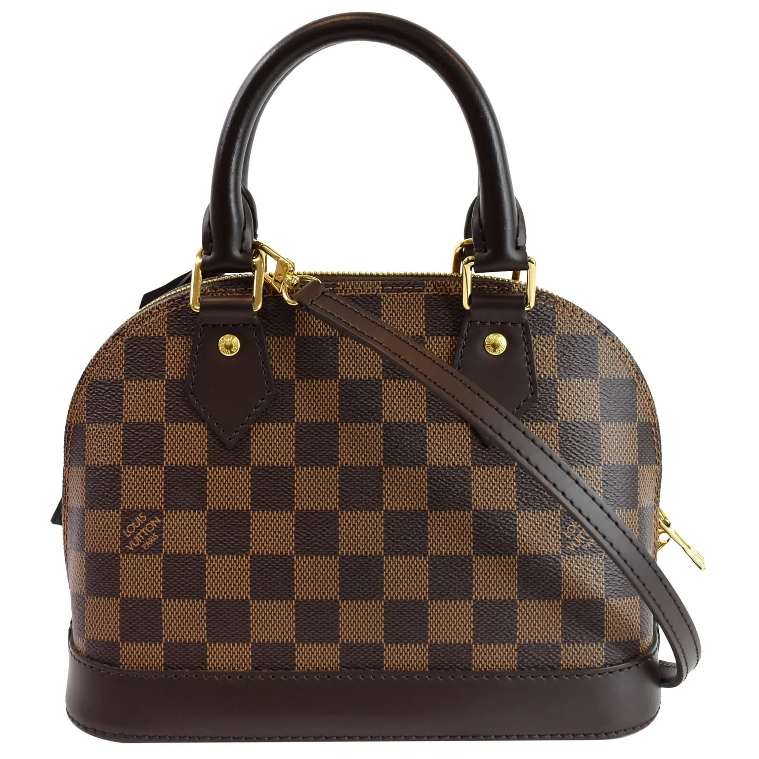 LOUIS VUITTON Alma BB Damier Ebene Shoulder Bag Brown
