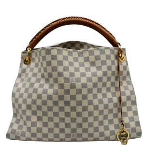 LOUIS VUITTON Artsy MM Damier Azur Shoulder Bag White