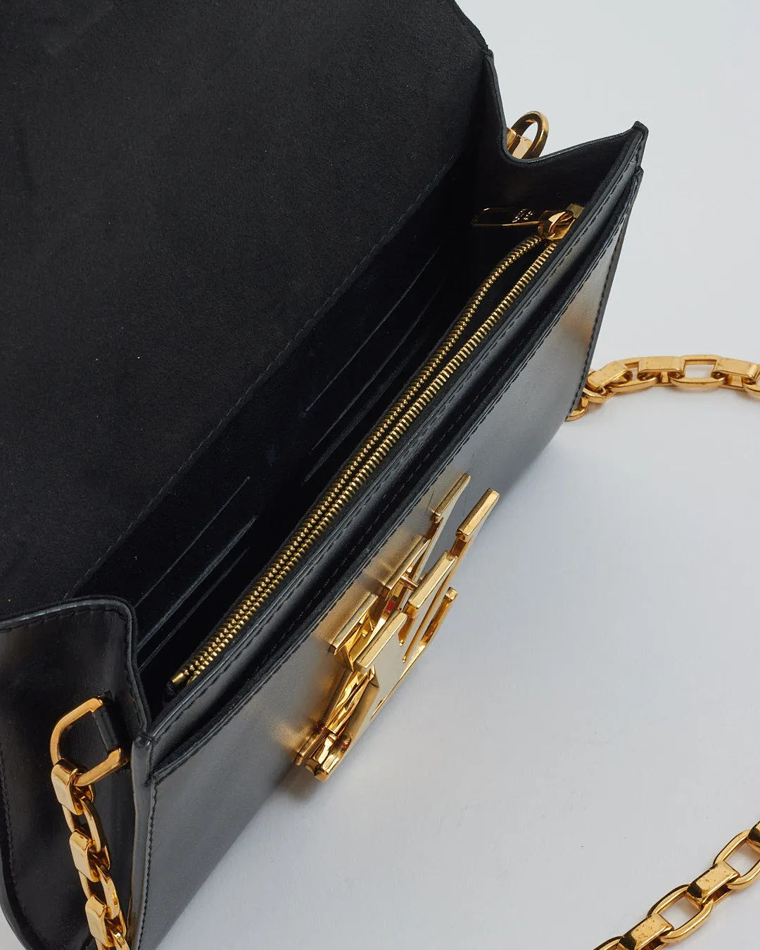 Louis Vuitton Black Leather Louise Chain MM Shoulder Bag