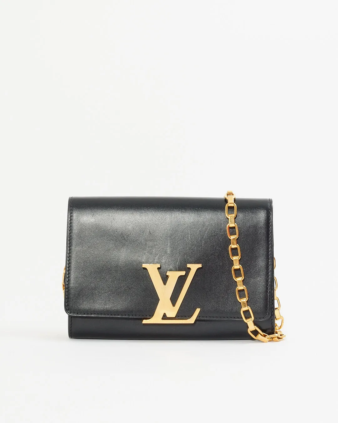 Louis Vuitton Black Leather Louise Chain MM Shoulder Bag