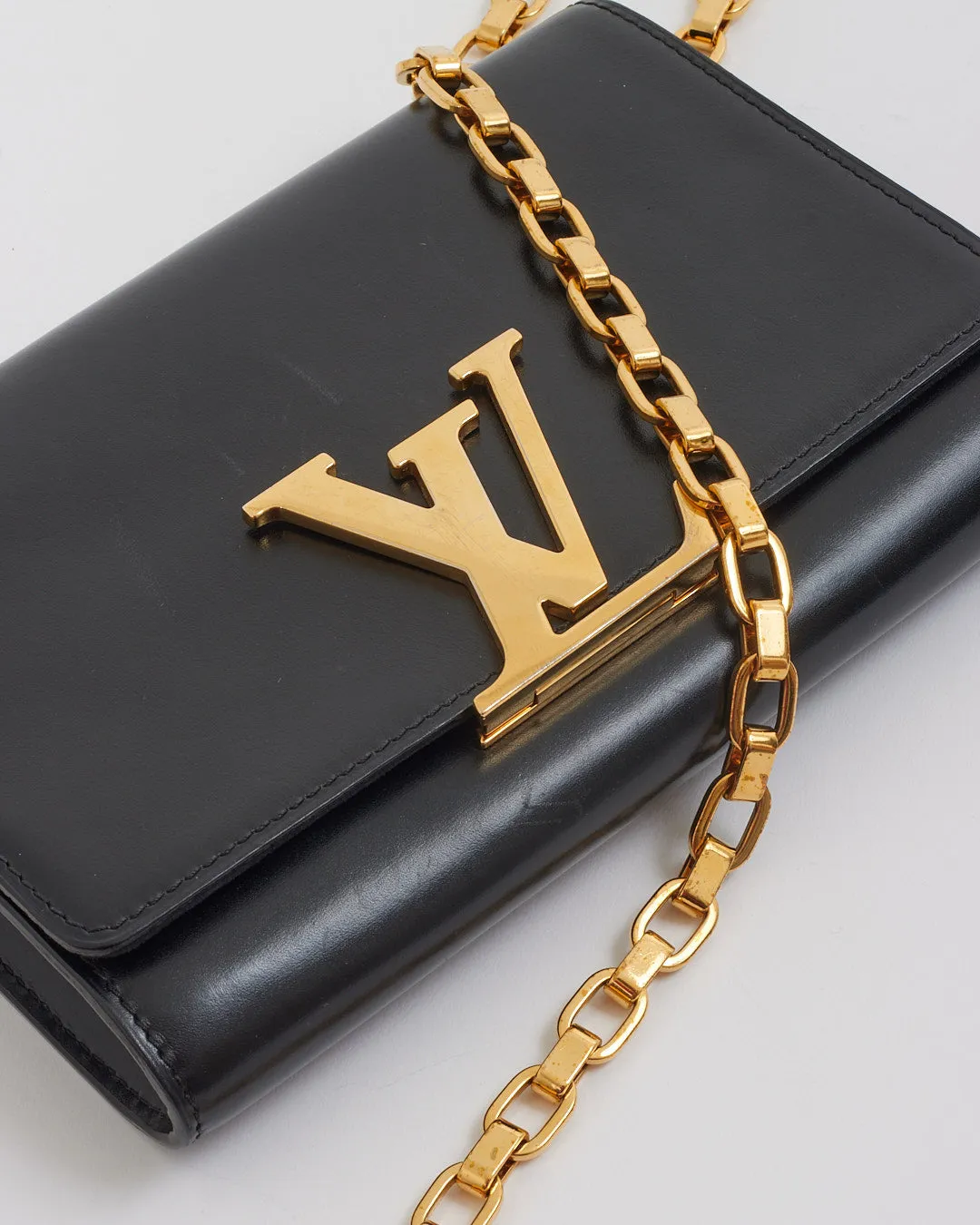 Louis Vuitton Black Leather Louise Chain MM Shoulder Bag