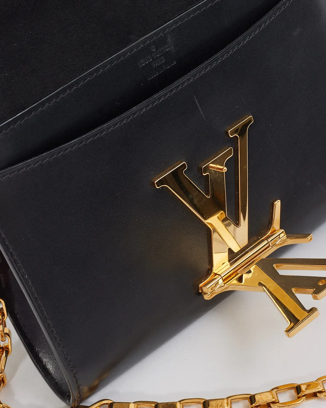 Louis Vuitton Black Leather Louise Chain MM Shoulder Bag
