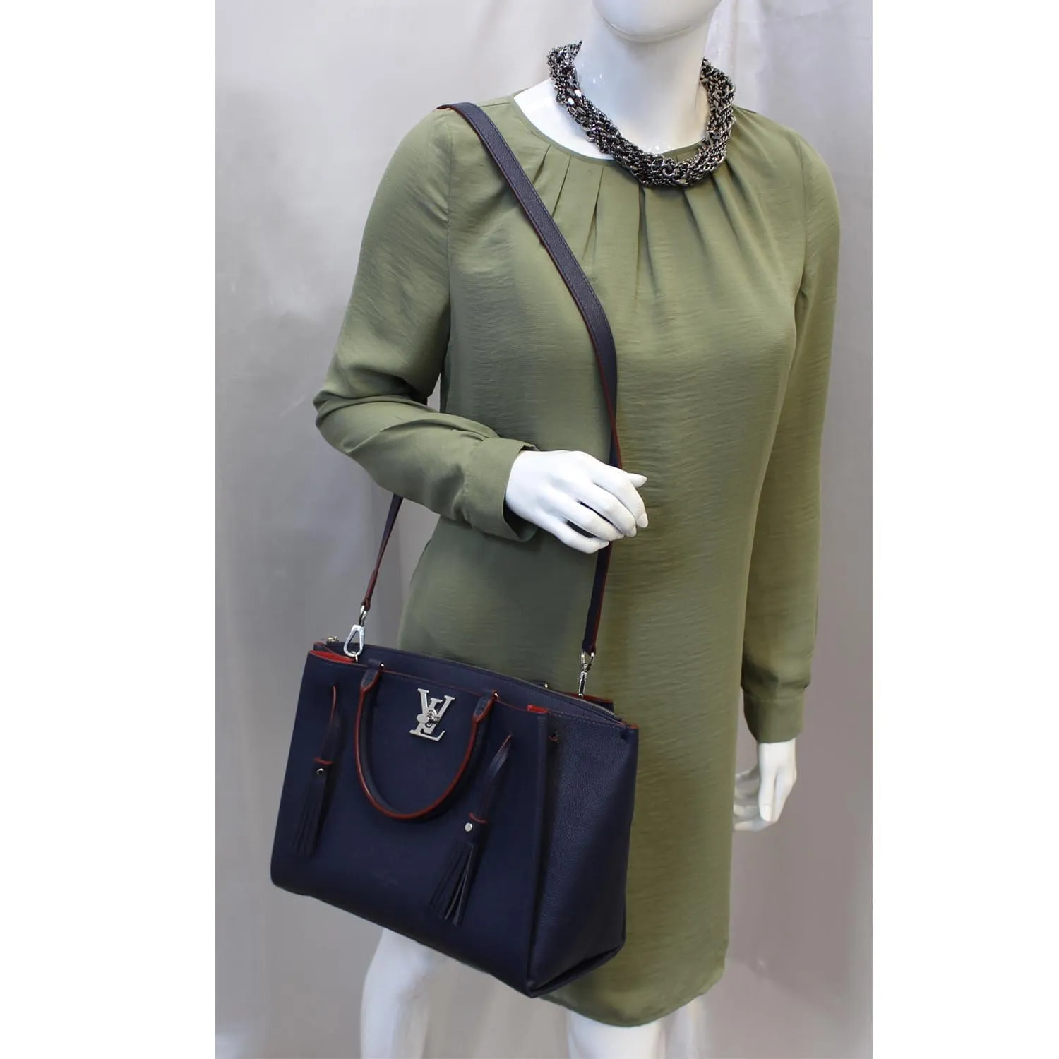 LOUIS VUITTON Lockmeto Marine Rouge Leather Shoulder Bag