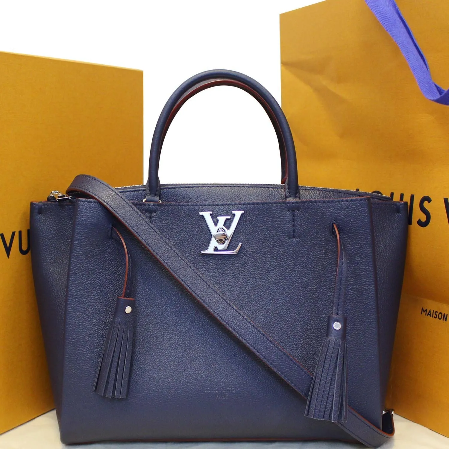 LOUIS VUITTON Lockmeto Marine Rouge Leather Shoulder Bag