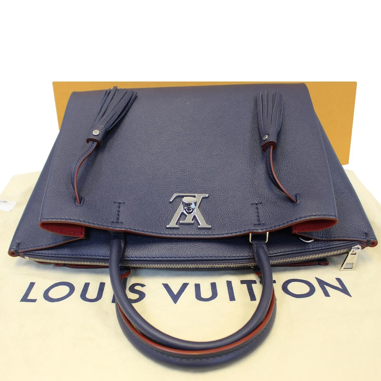 LOUIS VUITTON Lockmeto Marine Rouge Leather Shoulder Bag