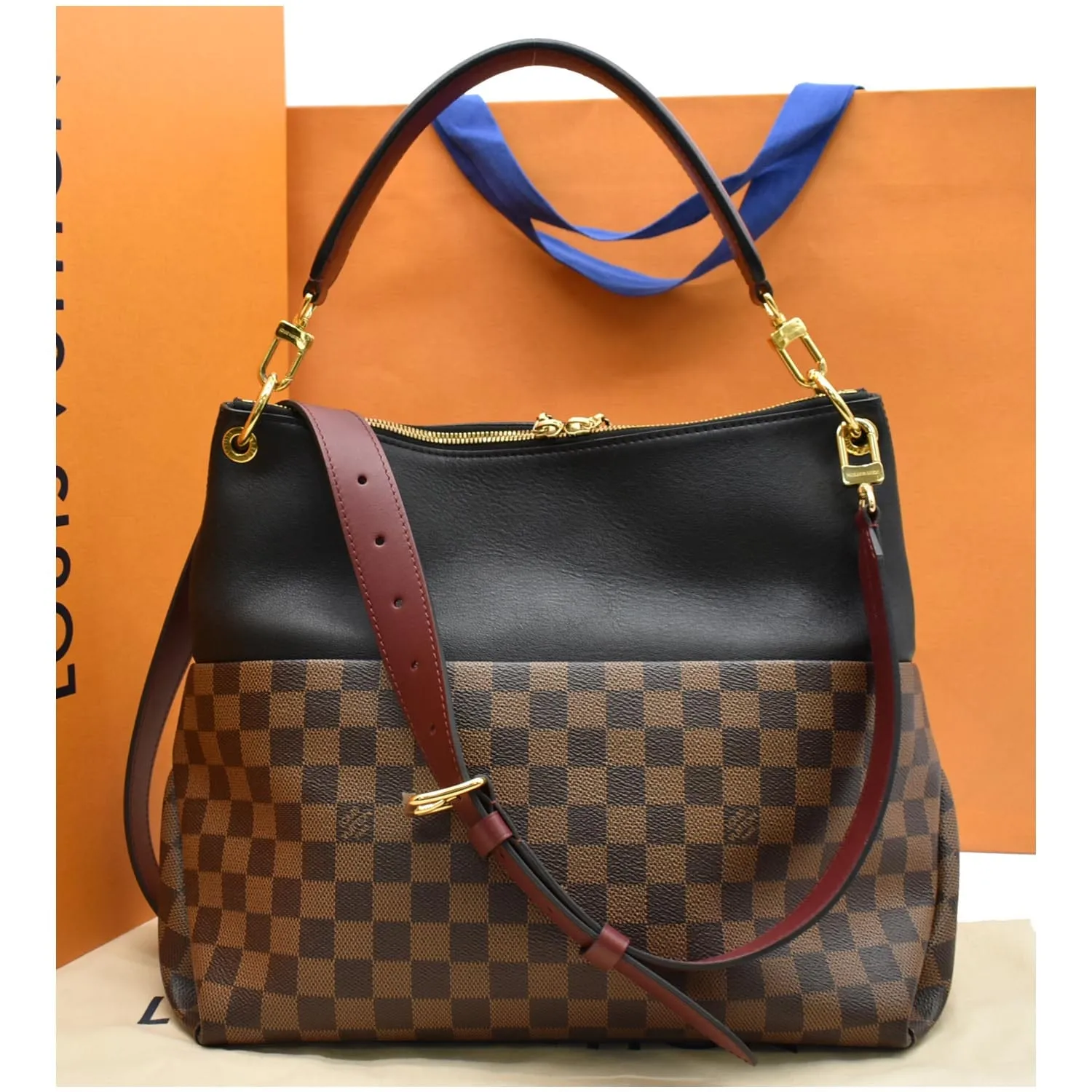 LOUIS VUITTON Maida Damier Ebene Hobo Shoulder Bag Noir