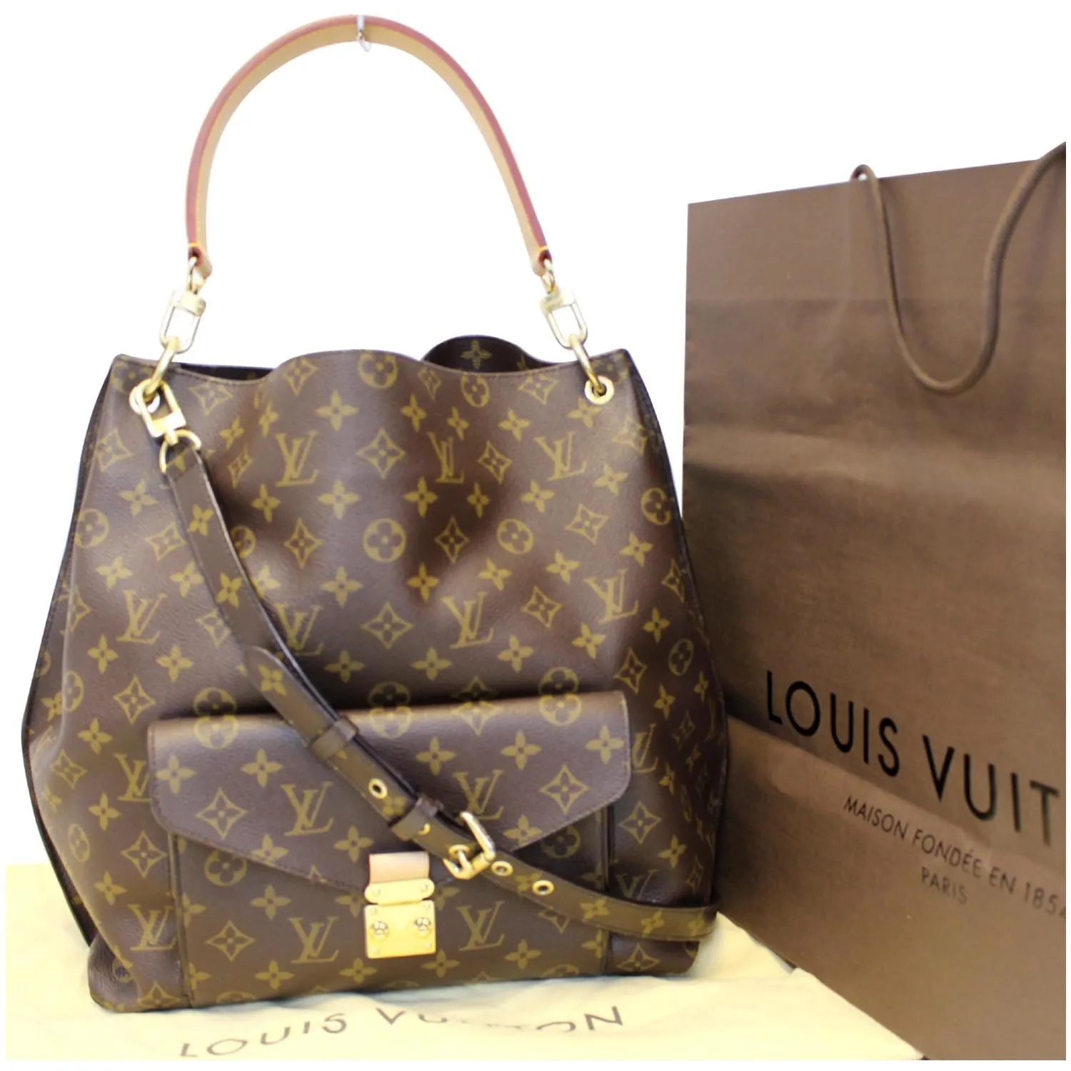 LOUIS VUITTON Metis Monogram Canvas Hobo Shoulder Bag Brown