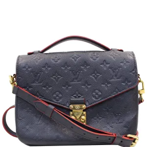 LOUIS VUITTON Metis Pochette Empreinte Leather Crossbody Bag Blue