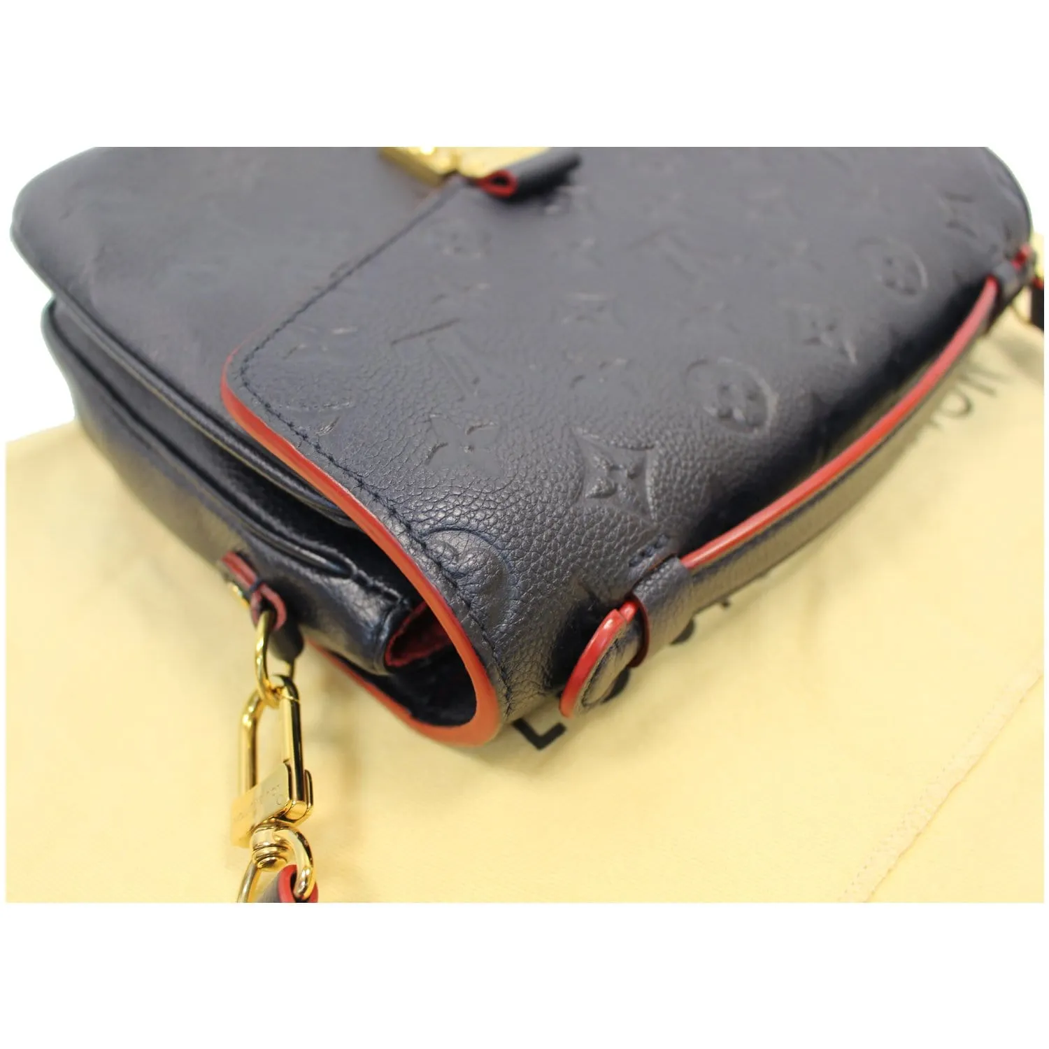 LOUIS VUITTON Metis Pochette Empreinte Leather Crossbody Bag Blue