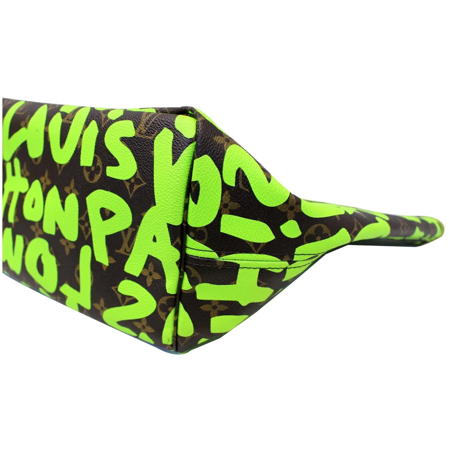 LOUIS VUITTON Neverfull GM Monogram Graffiti Shoulder Bag Lime Green