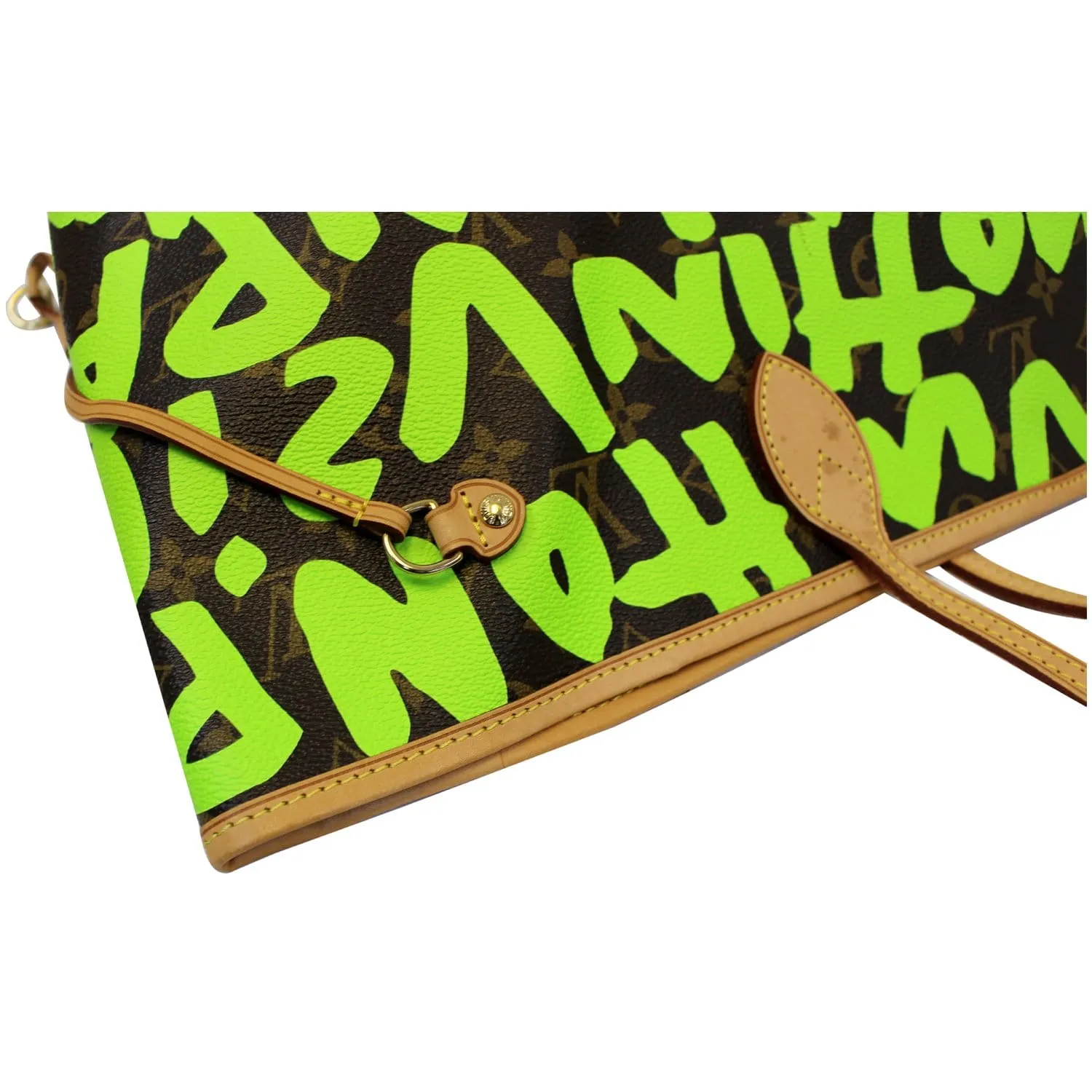 LOUIS VUITTON Neverfull GM Monogram Graffiti Shoulder Bag Lime Green