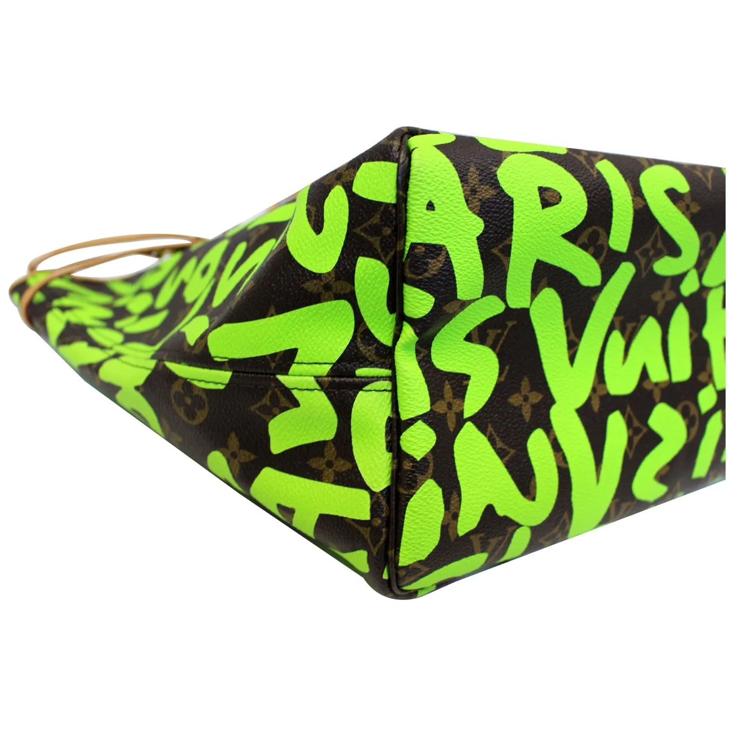 LOUIS VUITTON Neverfull GM Monogram Graffiti Shoulder Bag Lime Green