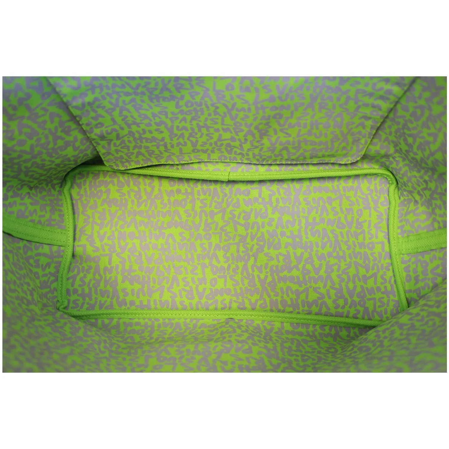 LOUIS VUITTON Neverfull GM Monogram Graffiti Shoulder Bag Lime Green