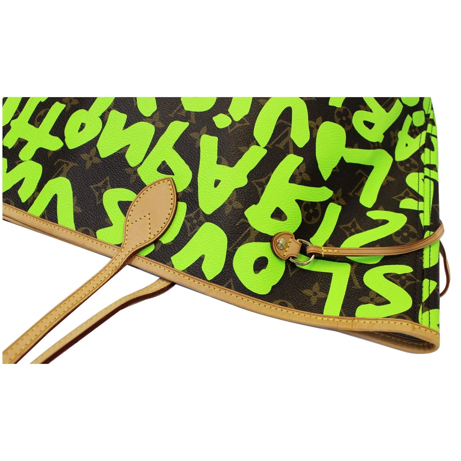 LOUIS VUITTON Neverfull GM Monogram Graffiti Shoulder Bag Lime Green