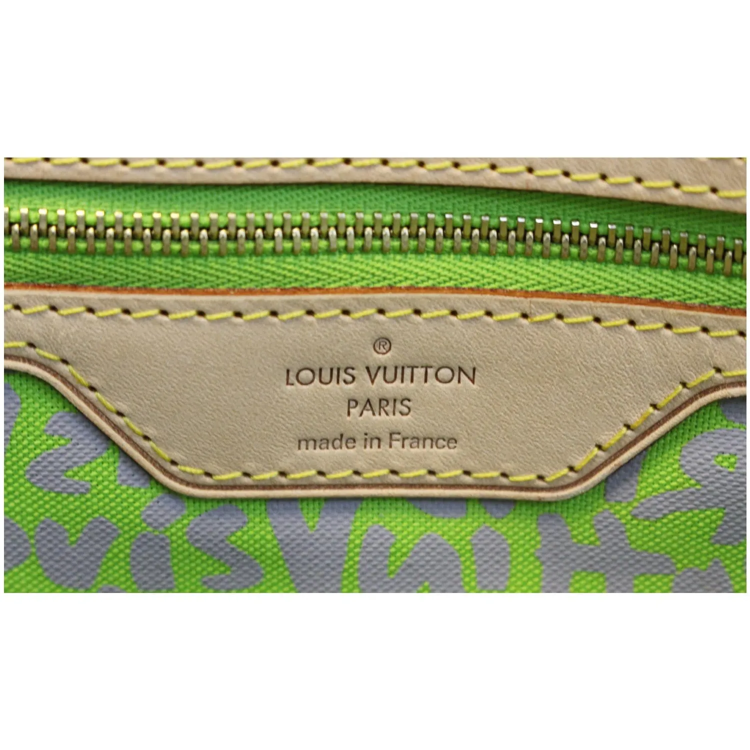 LOUIS VUITTON Neverfull GM Monogram Graffiti Shoulder Bag Lime Green