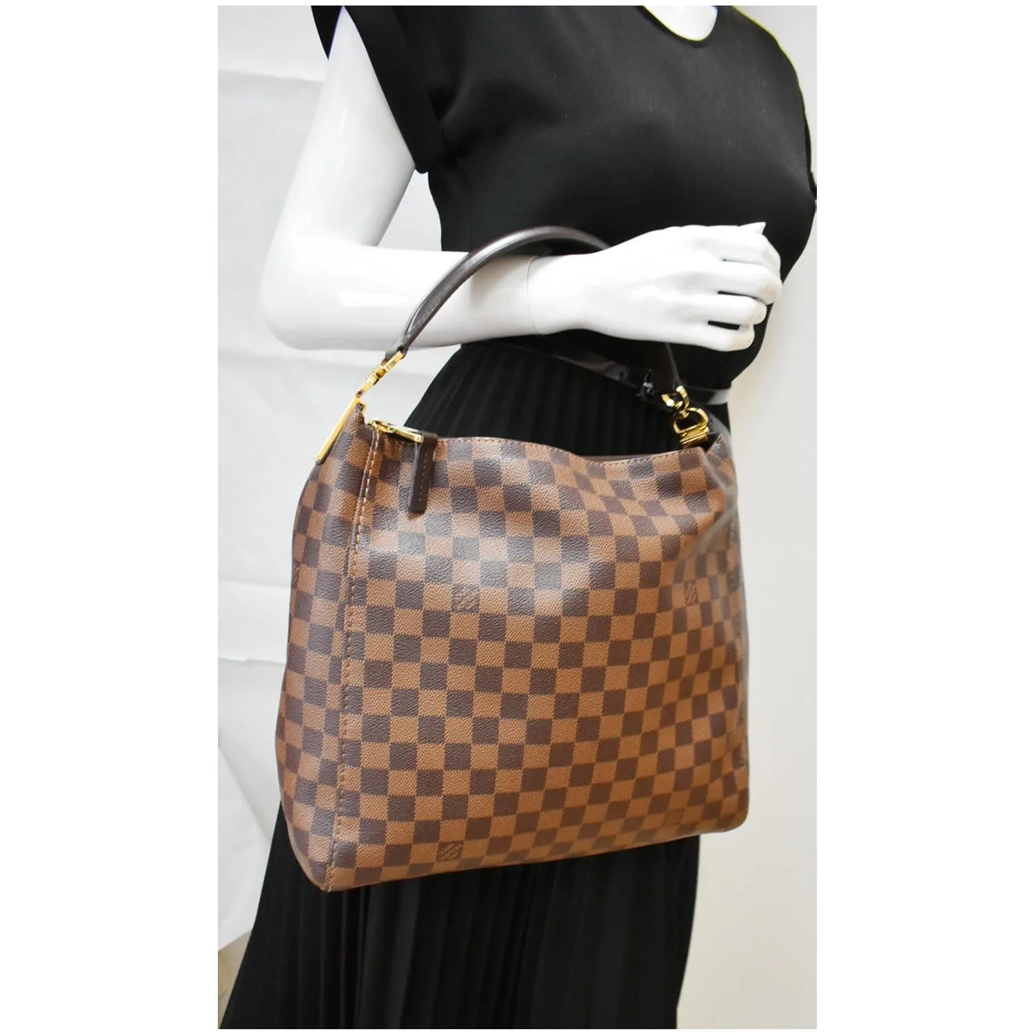 LOUIS VUITTON Portobello PM Damier Ebene Shoulder Bag Brown