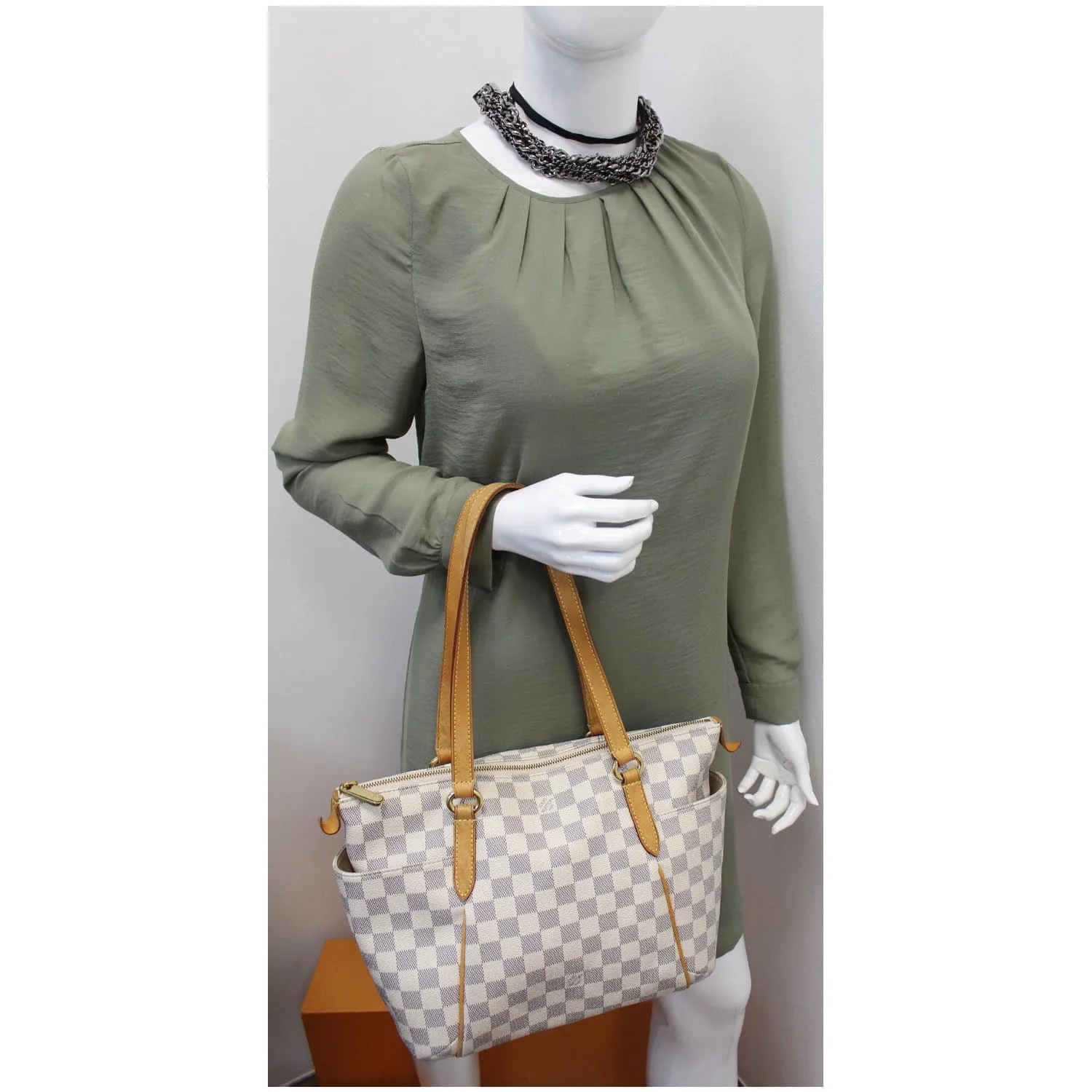 LOUIS VUITTON Totally PM Damier Azur Shoulder Bag White