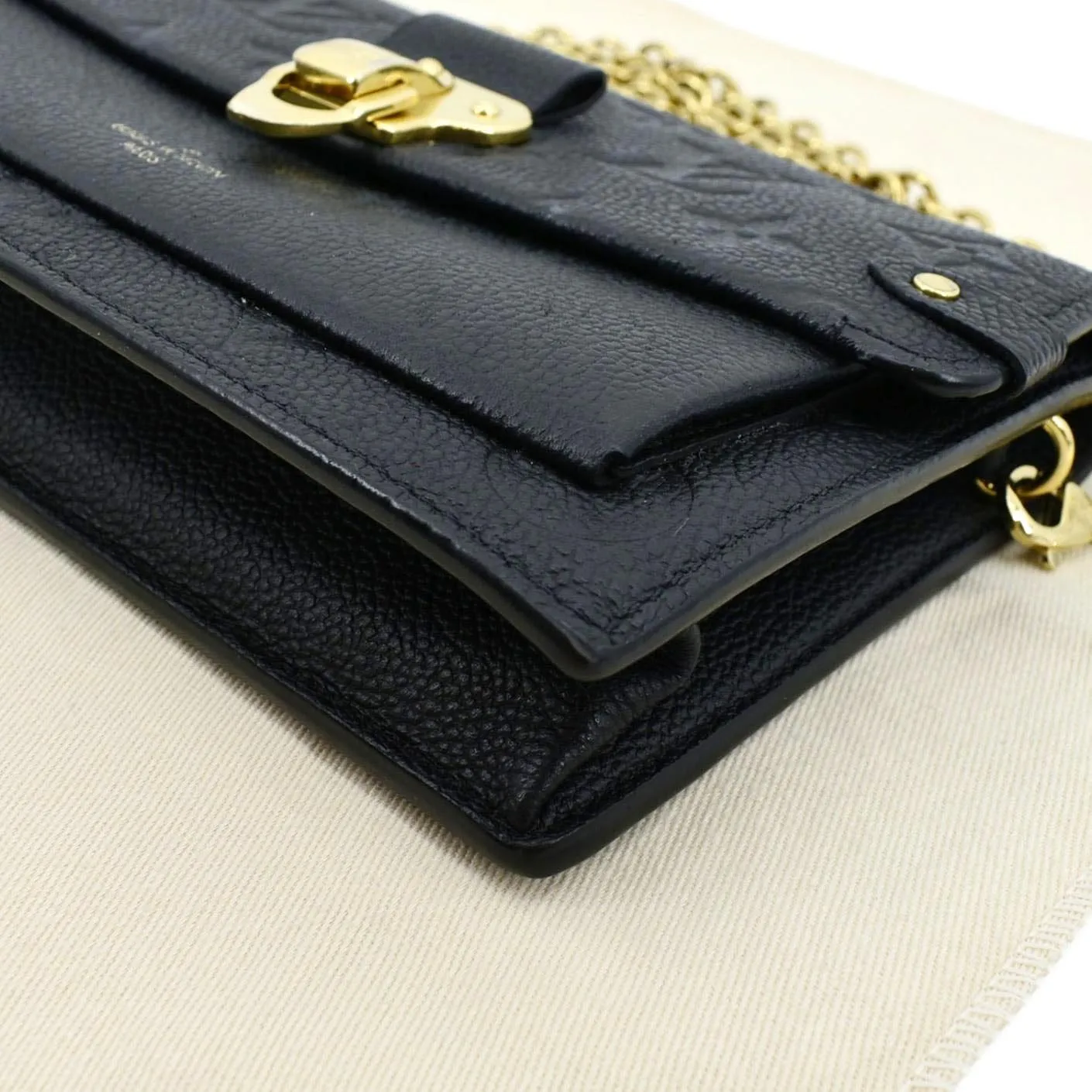 LOUIS VUITTON Vavin Monogram Empreinte Chain Shoulder Bag Black
