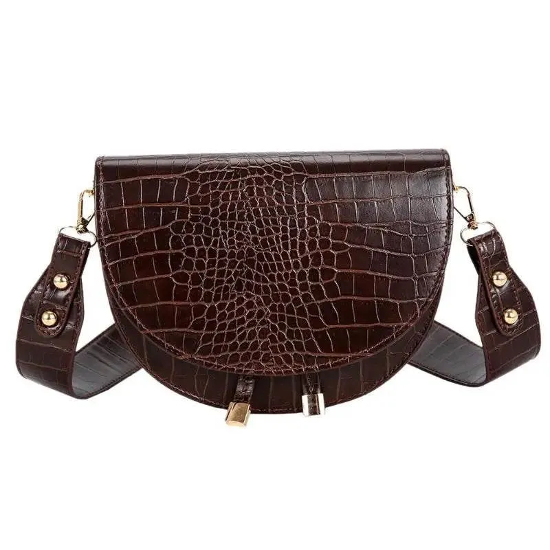 Luxury Crocodile Pattern Crossbody Bags for Women Half Round Messenger Bag PU Leather Handbags Shoulder Bag sac main femme